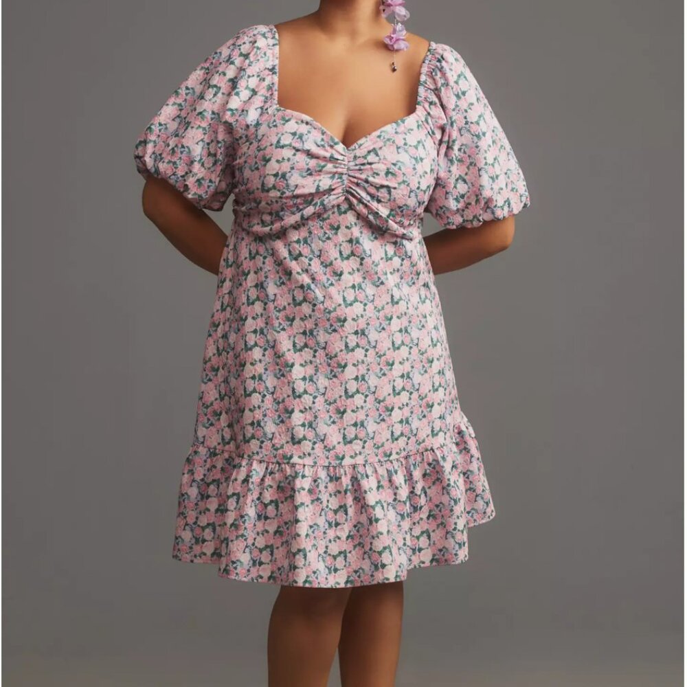 Anthropologie English Factory Floral Puff-Sleeve Mini Dress in Plus Size 2X NWT